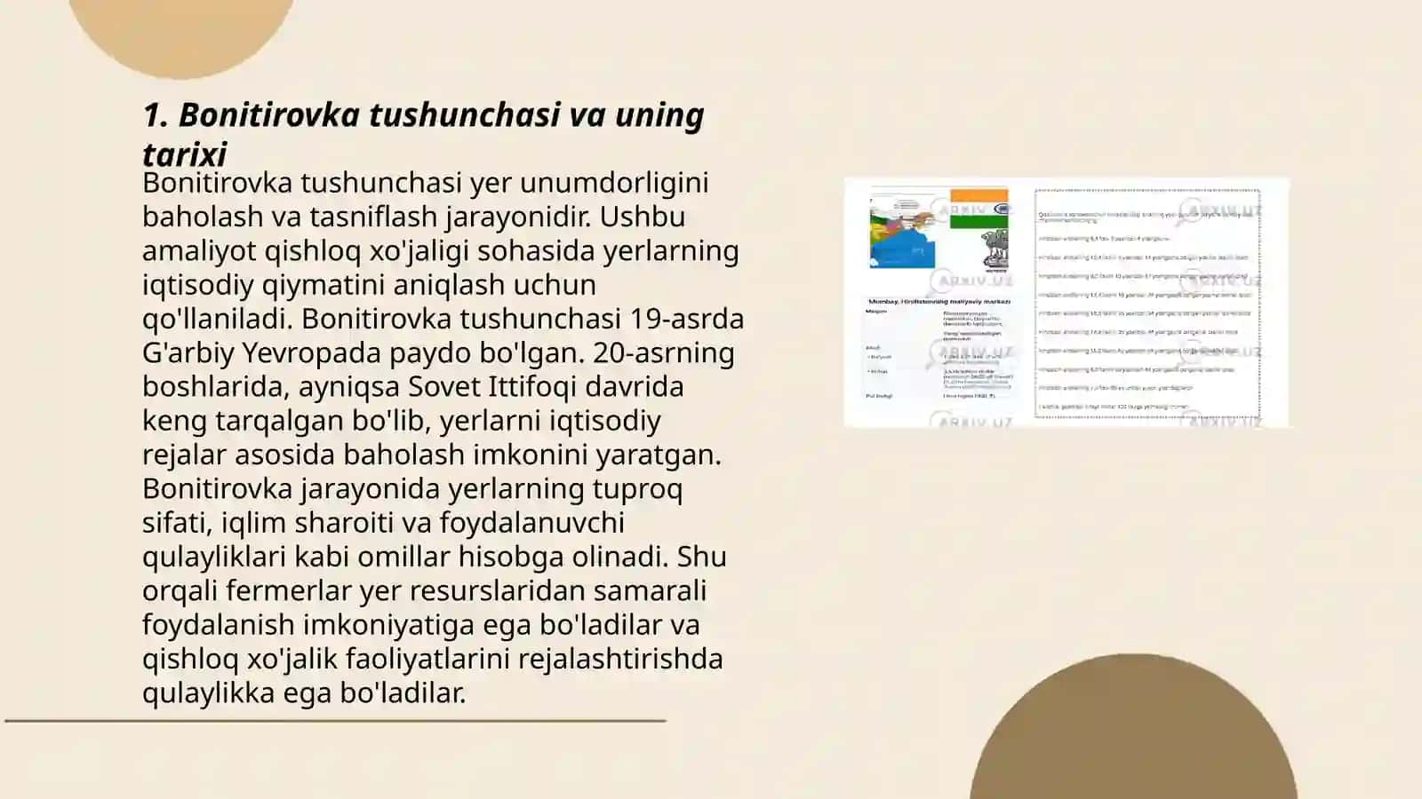 Oʻzbekiston tuproqlar bonitirovkasi tarixini tahlil qilish 3