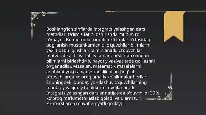 Boshlang'ich sinflarda integratsiyalashgan dars metodlari 3