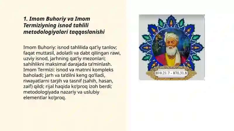 Imom Buhoriy va Imom Termiziyning hadis ilmiga qo’shgan hissalarini qiyosiy tahlili 3