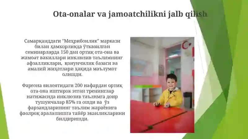 Oʻzbekistonda imkoniyati cheklangan bolalar uchun inklyuziv ta'lim 3