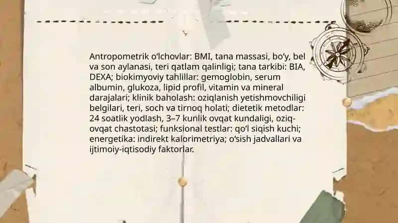 Shaxsiy ovqatlanishning adekvatligini oʻrganish va baholash 3