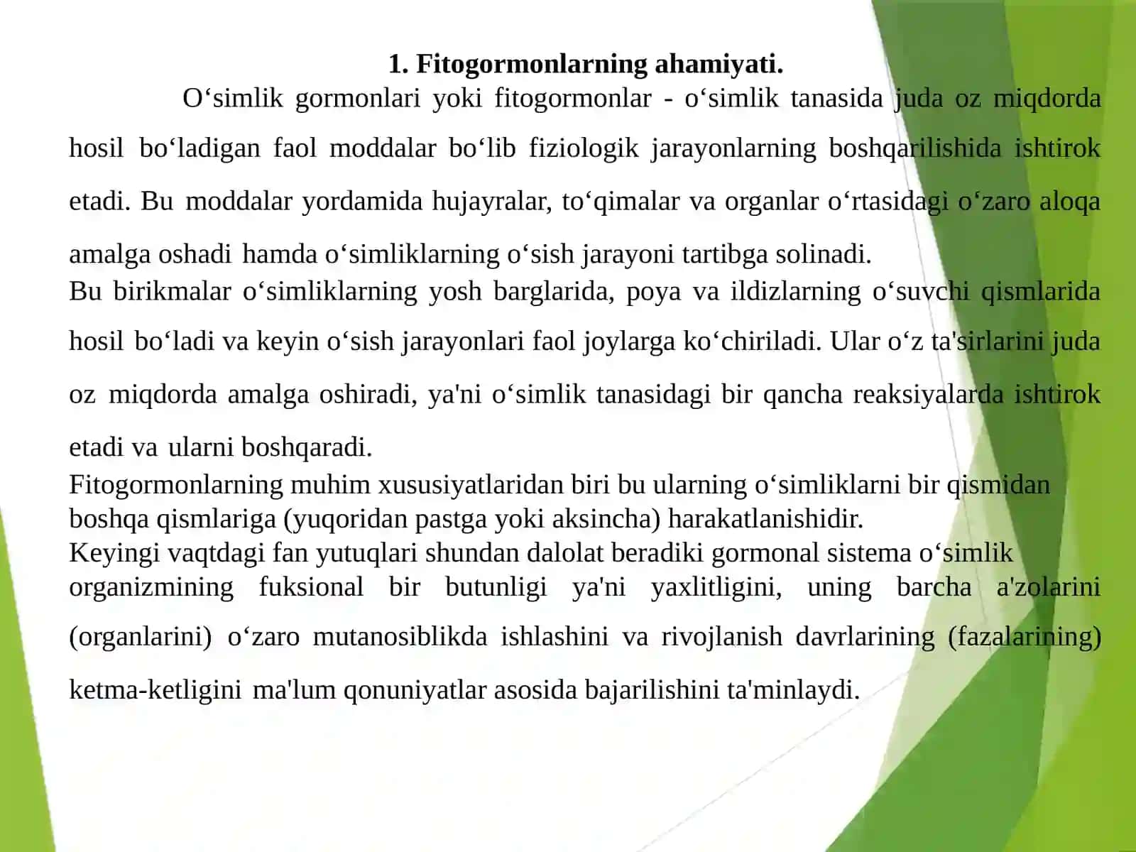 Fitogarmonlar va O’sishni boshqaruvchi moddalar 3