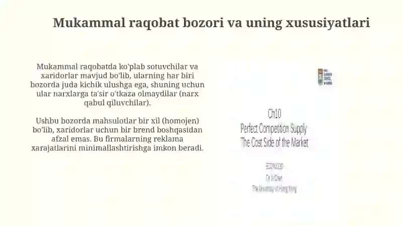 Mukammal raqobatli bozorda foydani maksimallashtirish va uzoq muddatli ishlab chiqarish qarorlari 3