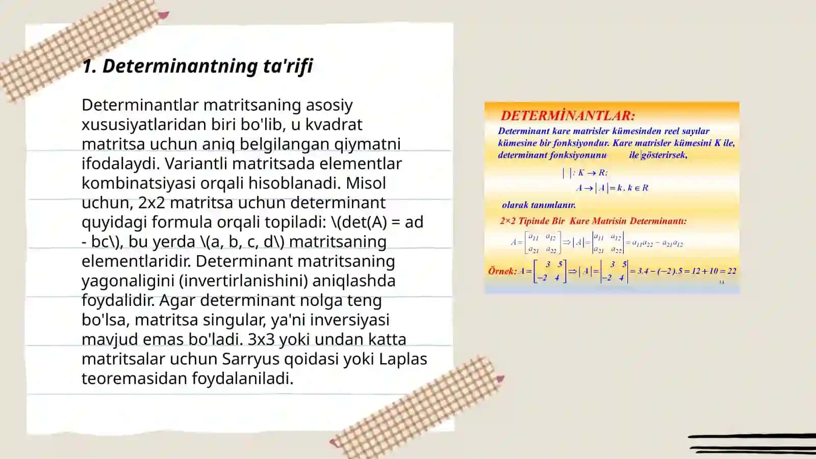 Determinantning ta'rifi 3