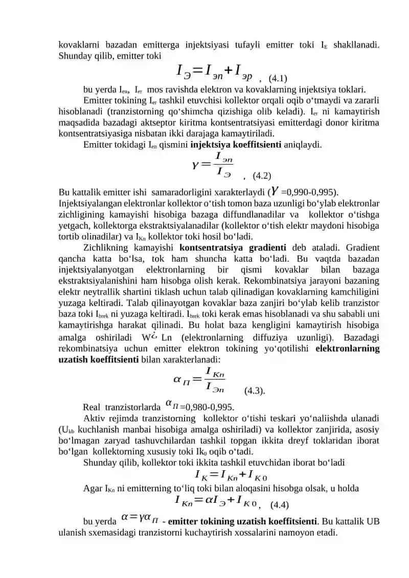 Bipolyar tranzistorlar, ularning ulanishlari. Bipolyar tranzistorlarning xarakteristikalari. 3