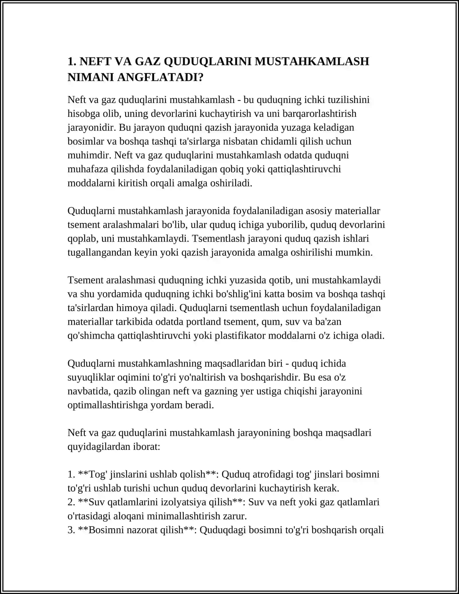 NEFT VA GAZ QUDUQLARINI MUSTAHKAMLASH 3
