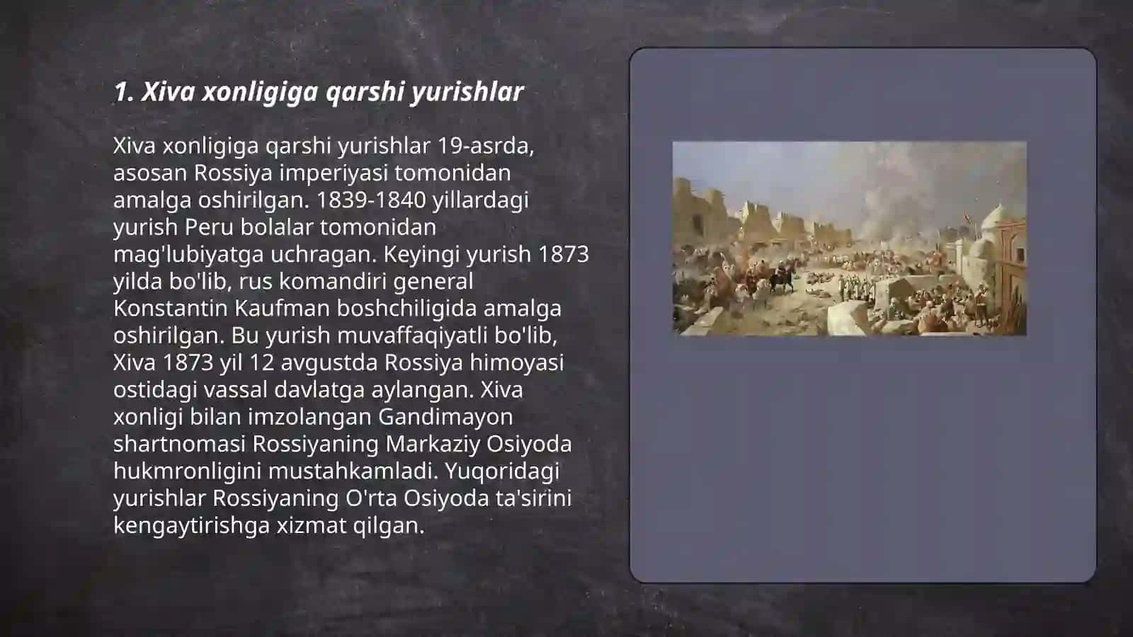 Rossiya imperiyasining Oʻrta Osiyoga harbiy yurishi 3