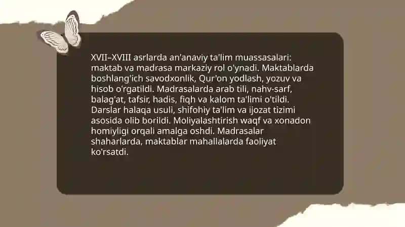 XVII asrdan XX asrning birinchi yarmigacha ta'lim, maktab va pedagogik g'oyalarning rivojlanishi 3