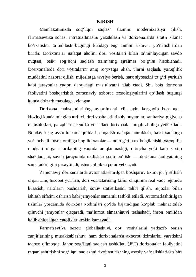 DORIXONA BOSHQARUV TIZIMINI YARATISH (C# DASTURI) 3
