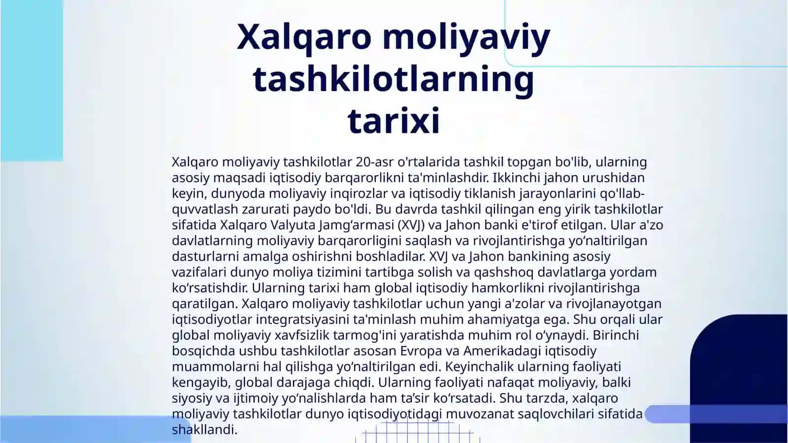 XALQARO MOLIYAVIY TASHKILOTLAR VA ULARNING DAVLAT MOLIYASIGA TA'SIRI 3