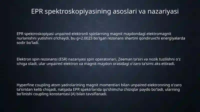 EPR spektroskopiyaning kimyoda qollanishi 3