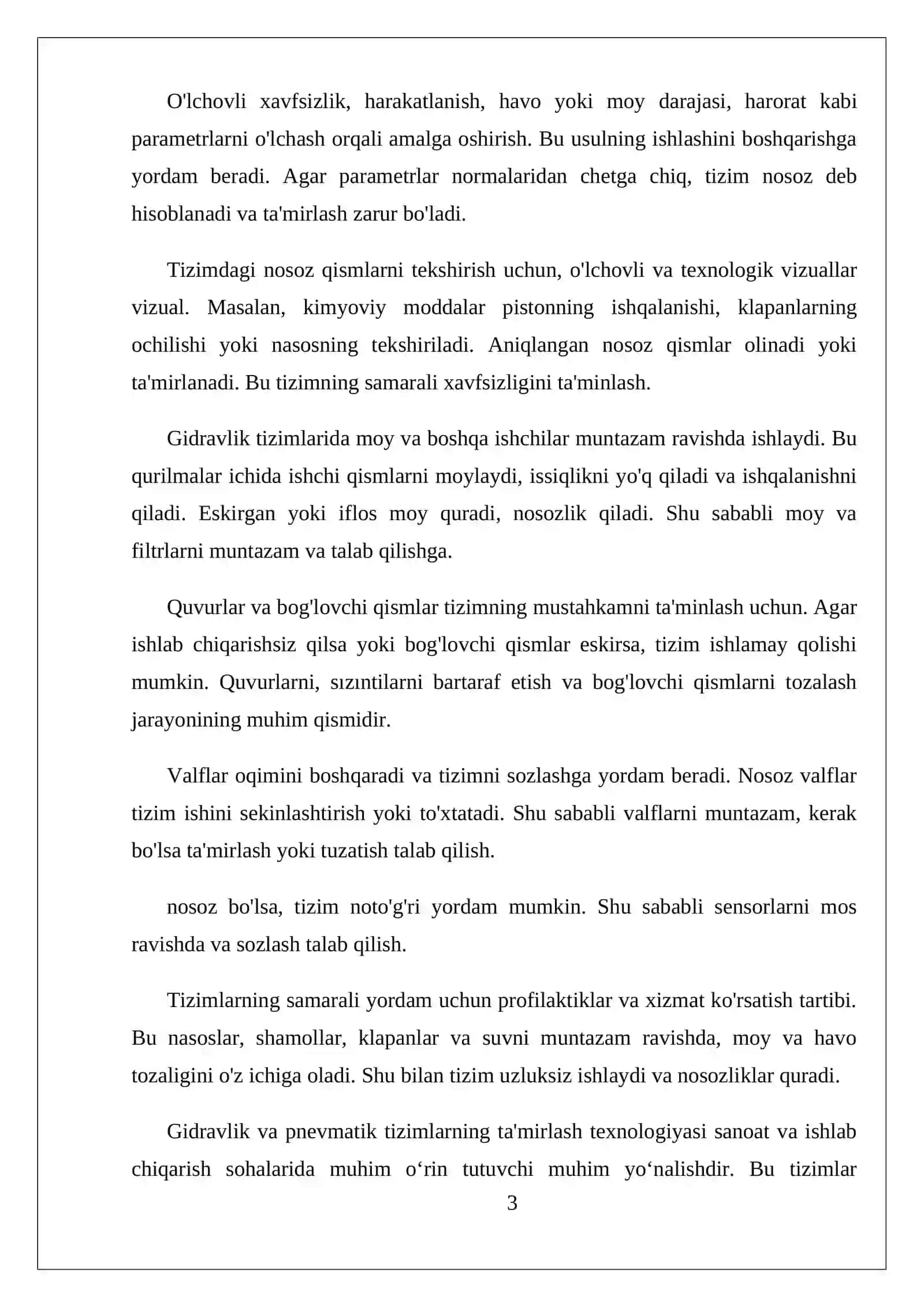 Gidravlik va pnevmatik tizimlar 3