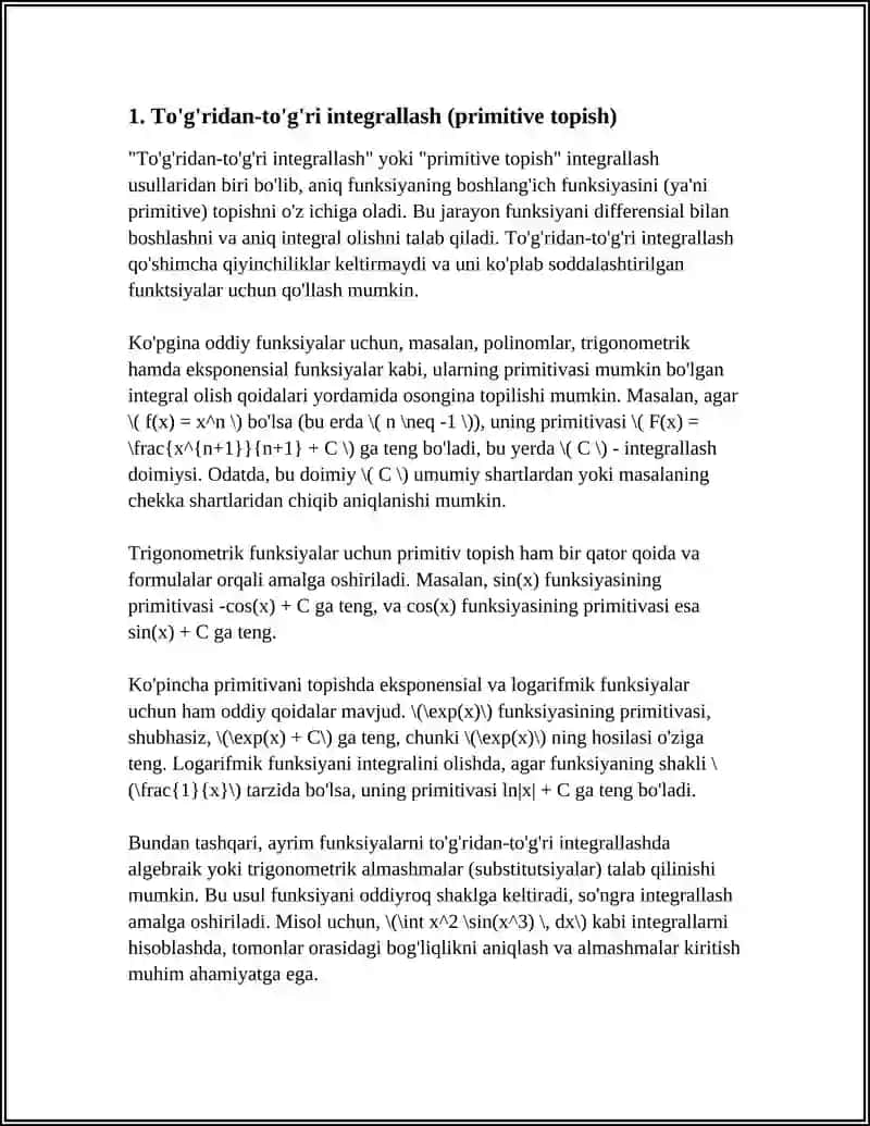 INTEGRALLASH USULLARI 3