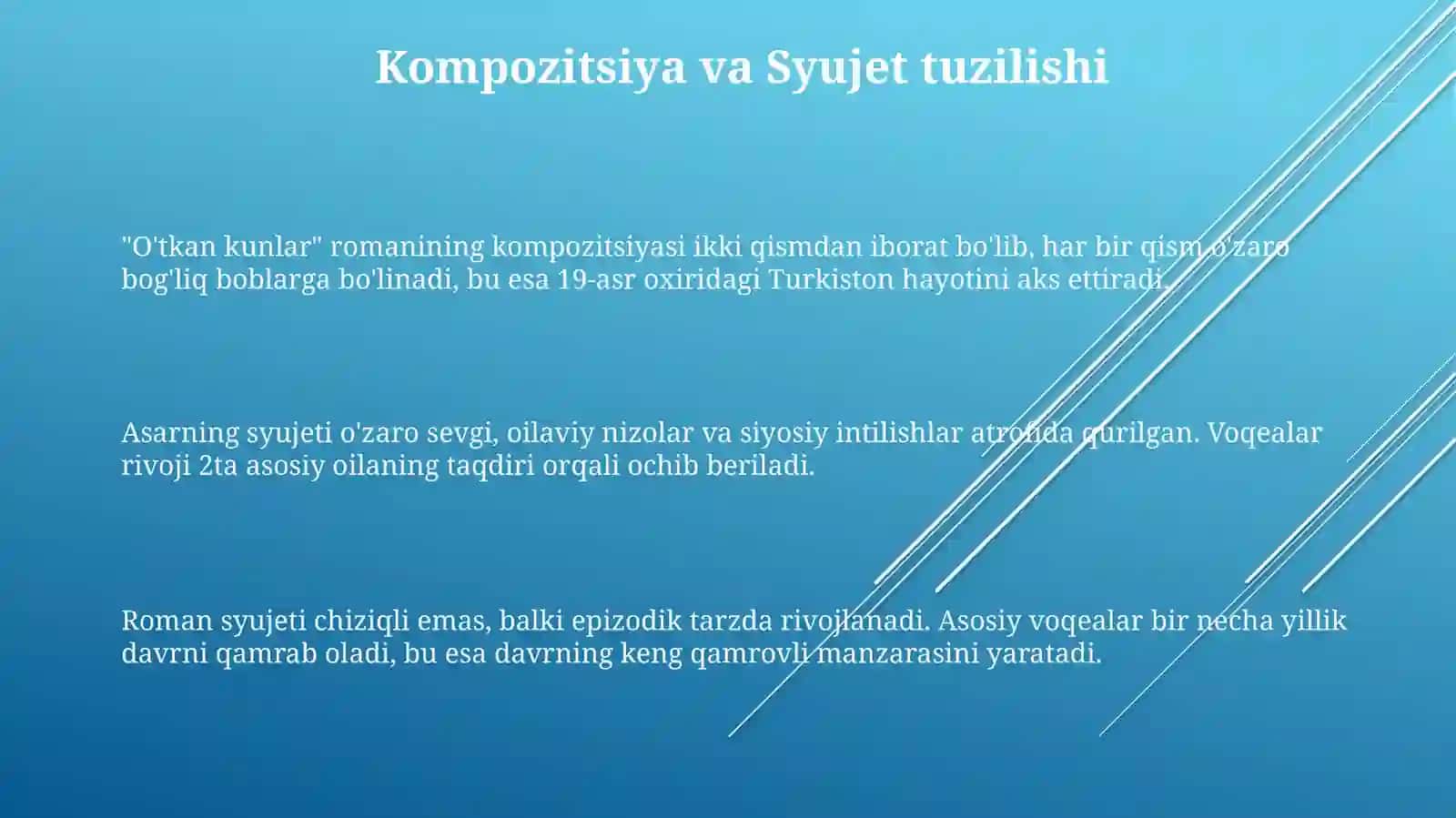 Abdulla Qodiriyning "O'tkan kunlar" romani poetikasi tahlili 3