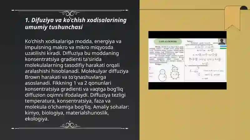 Ko'chish xodisalar. Diffuziya 3