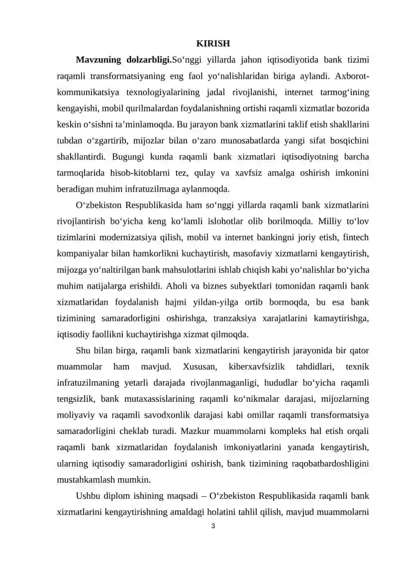 O‘ZBEKISTON RESPUBLIKASIDA RAQAMLI BANK XIZMATLARINI KENGAYTIRISH VA SAMARALI QO‘LLASH YO‘LLARI 3