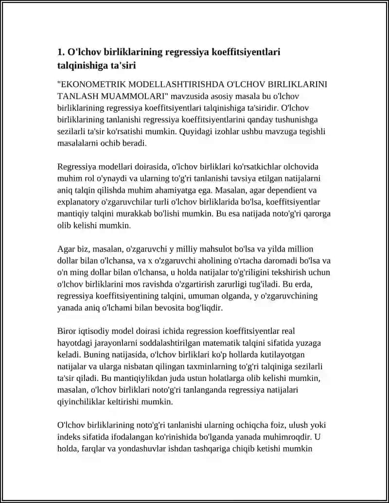EKONOMETRIK MODELLASHTIRISHDA O'LCHOV BIRLIKLARINI TANLASH MUAMMOLARI 3