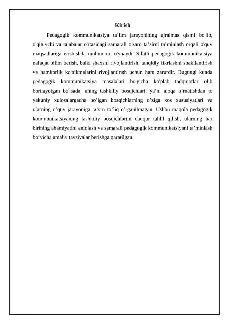 Pedagogik kommunikatsiyaning tashkiliy bosqichlari 3