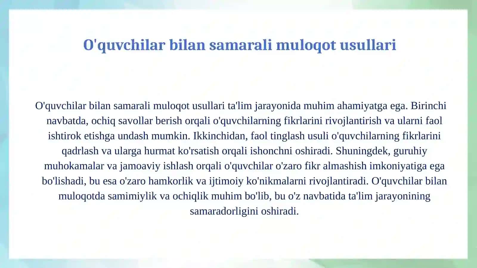 Pedagogik faoliyatda muloqot 3