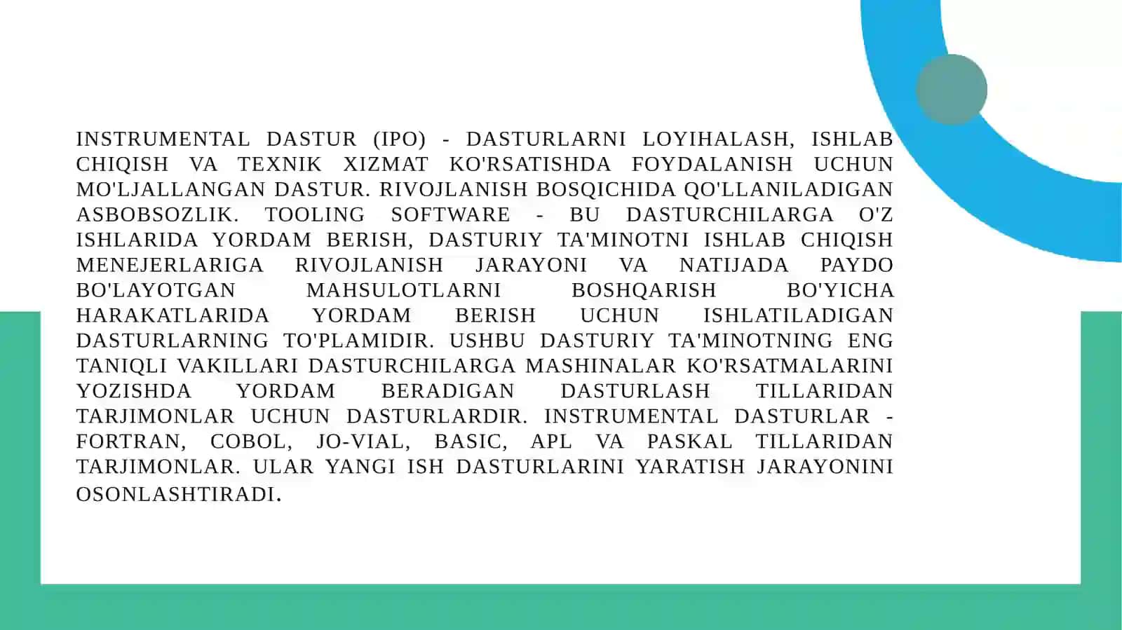 Zamonaviy dasturlash tillari fanidan joriy nazorat topshirig'i 3