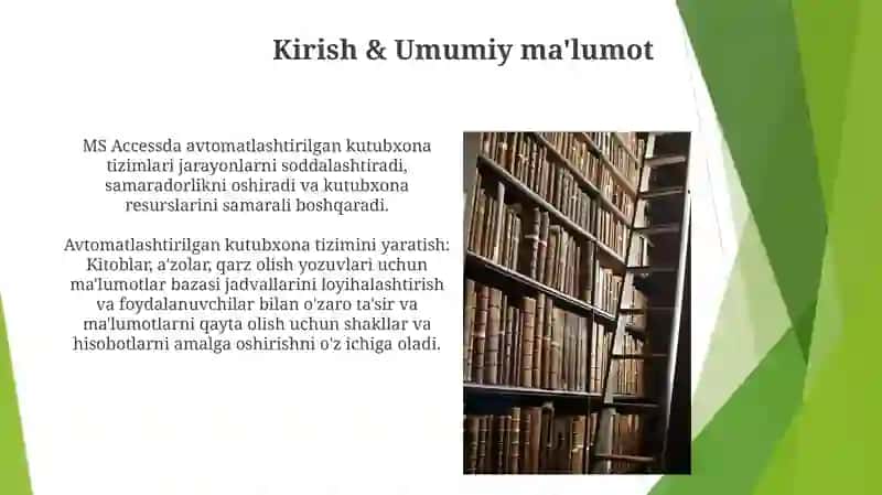 MS Accessda avtomatlashtirilgan axborot kutubxona tizimini yaratish 3