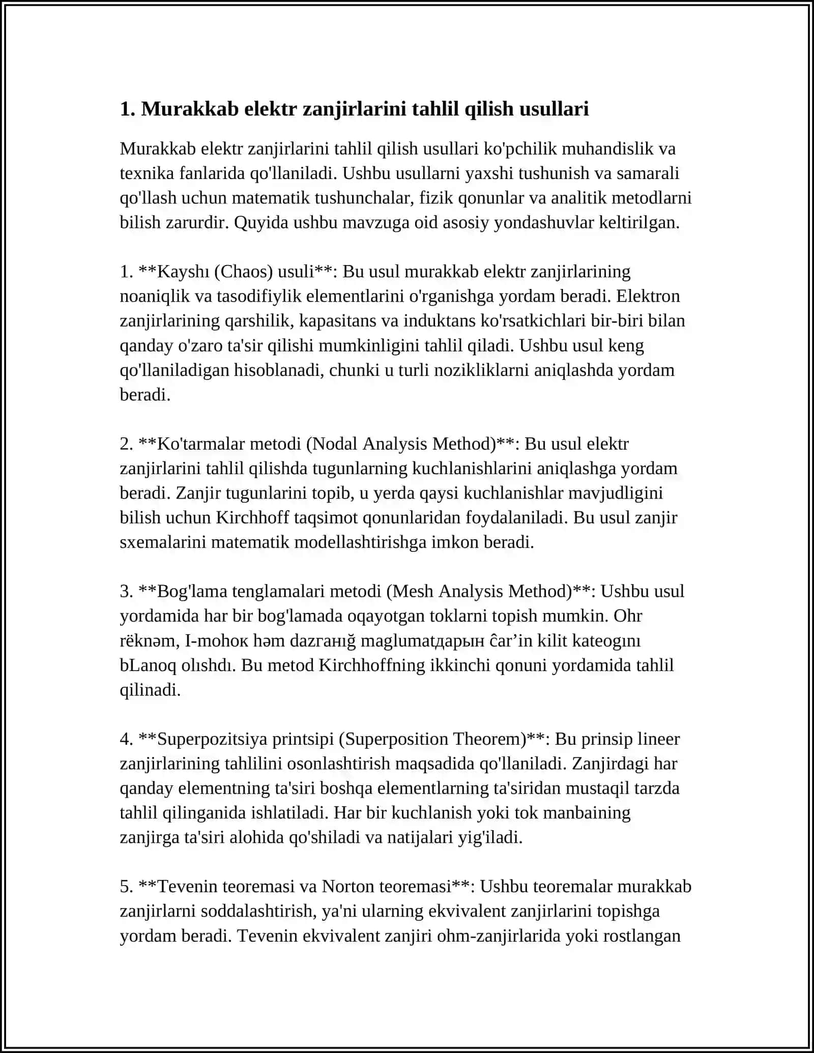 MURAKKAB ELEKTR ZANJIRLARINI HISOBLASH USULLARI 3
