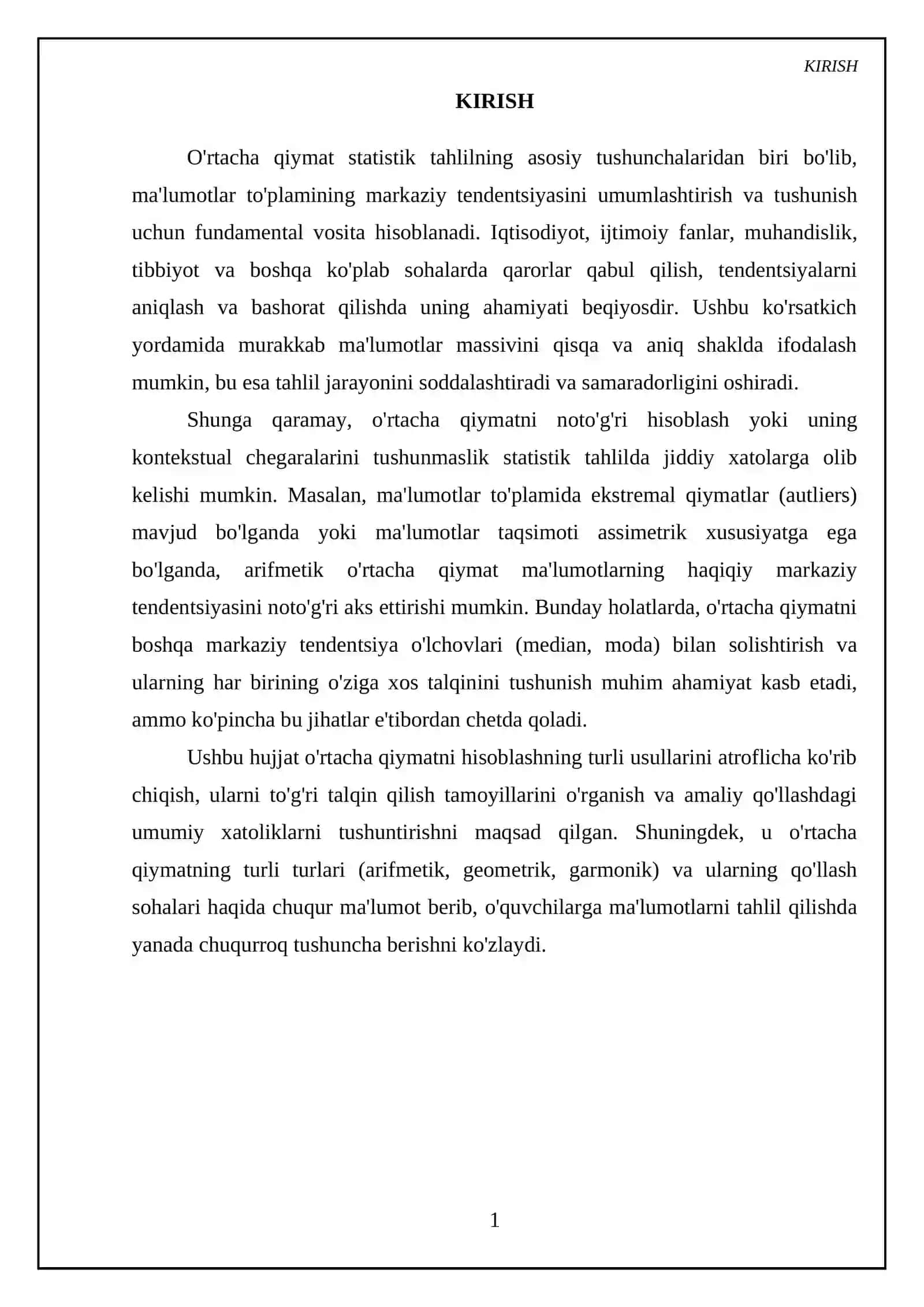 O'rtacha qiymatni hisoblash va talqin qilish 3