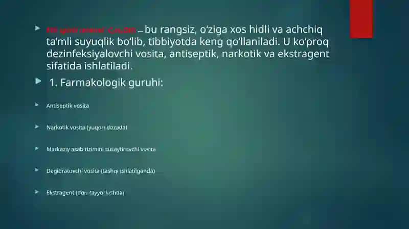 Etil spirti.Alkogolizm va uning asoratlari. 3