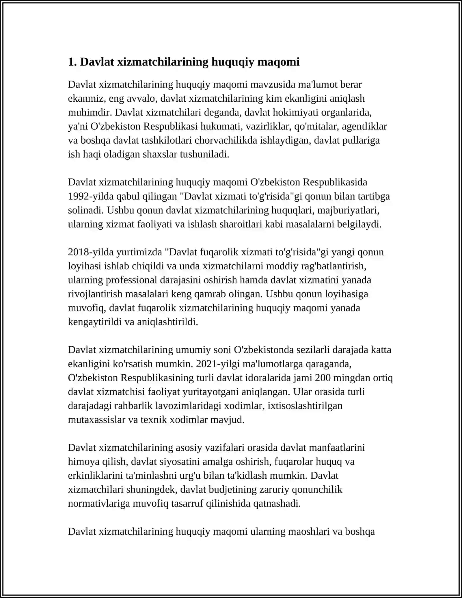 DAVLAT XIZMATCHILARI MA'MURIY HUQUQ SUBYEKTLARI SIFATIDA 3