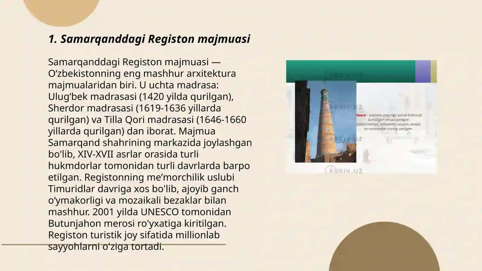 Ozbekistonning tarixiy joylari 3