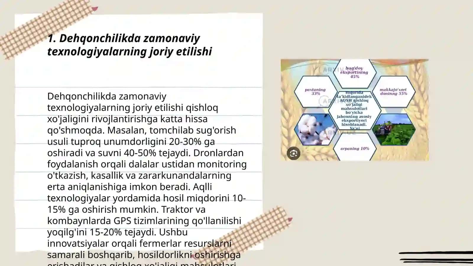 Oʻzbekiston Qishloq xoʻjaligida amalga oshirilayotgan islohotlar 3