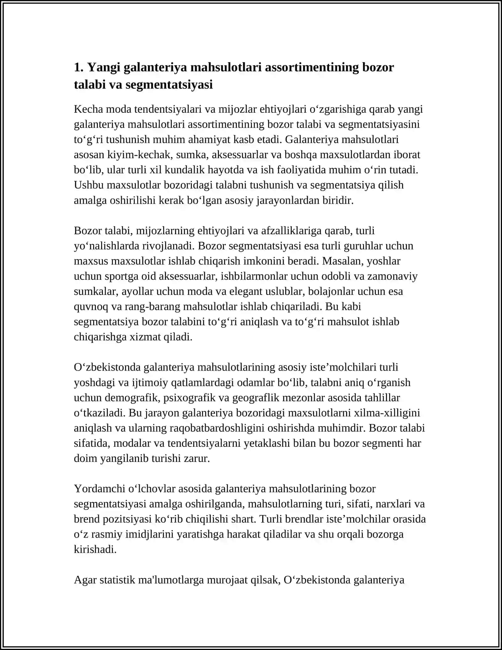 YANGI GALENTERIYA MAXSULOTLARINING ASSORTIMENTI VA SANOATDA ISHLATILISHI AHAMIYATI 3