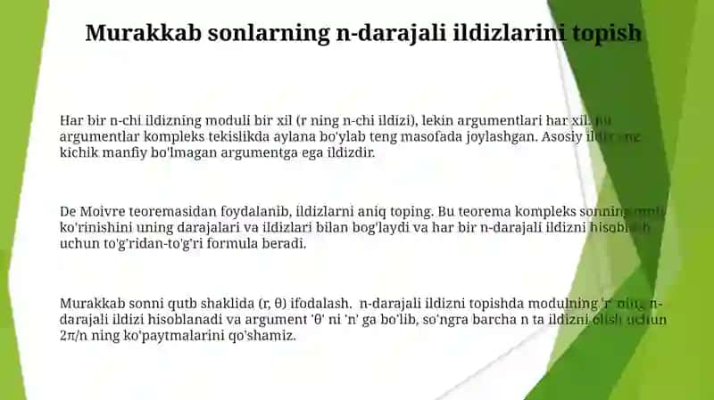 Murakkab Sonlar va Algebra Asosiy Teoremasi 3
