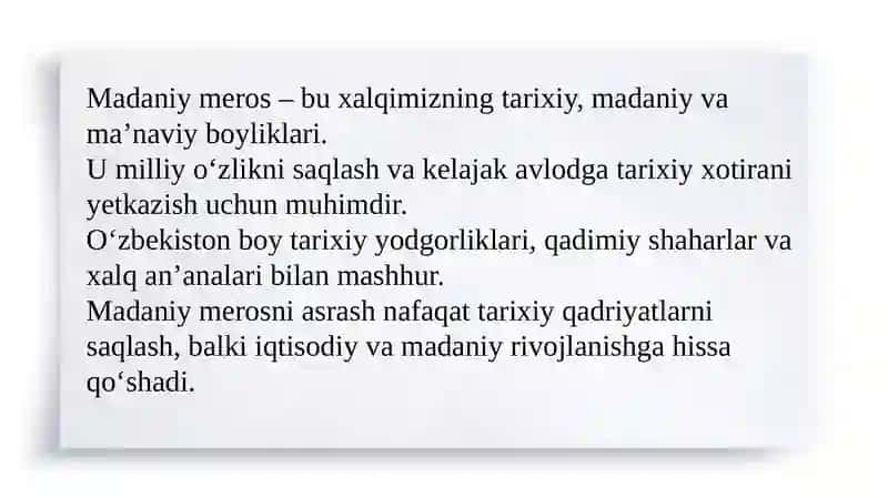 Oʻzbekistonning madaniy merosini asrash va rivojlantirish 3