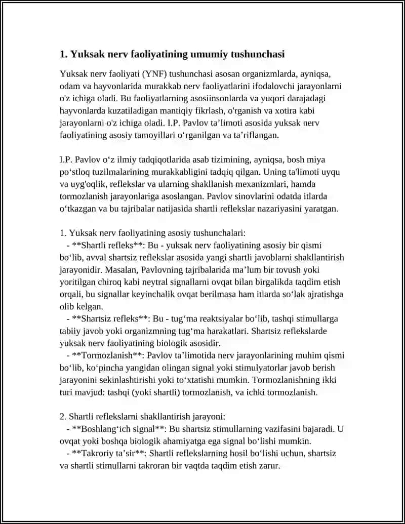 YUKSAK NERV FAOLIYATI. I.PAVLOV TAʼLIMOTINING ASOSIY QOIDALARI 3