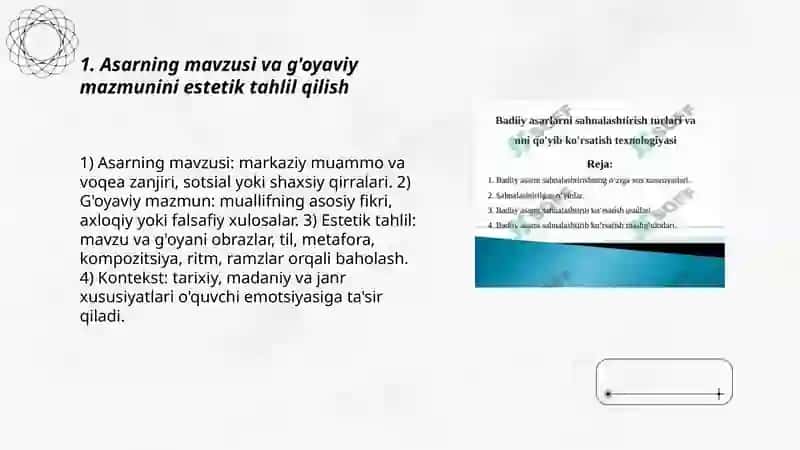 Tanlagan badiiy asarlarni estetik jihatdan tahlil qilish 3