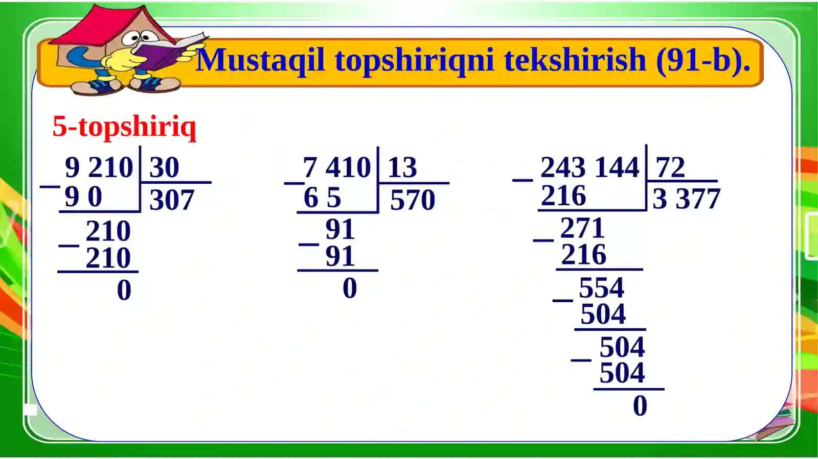 4-sinf Matematika Ko'p xonali sonlarni uch xonali songa bo'lishni mustahkamlash 3