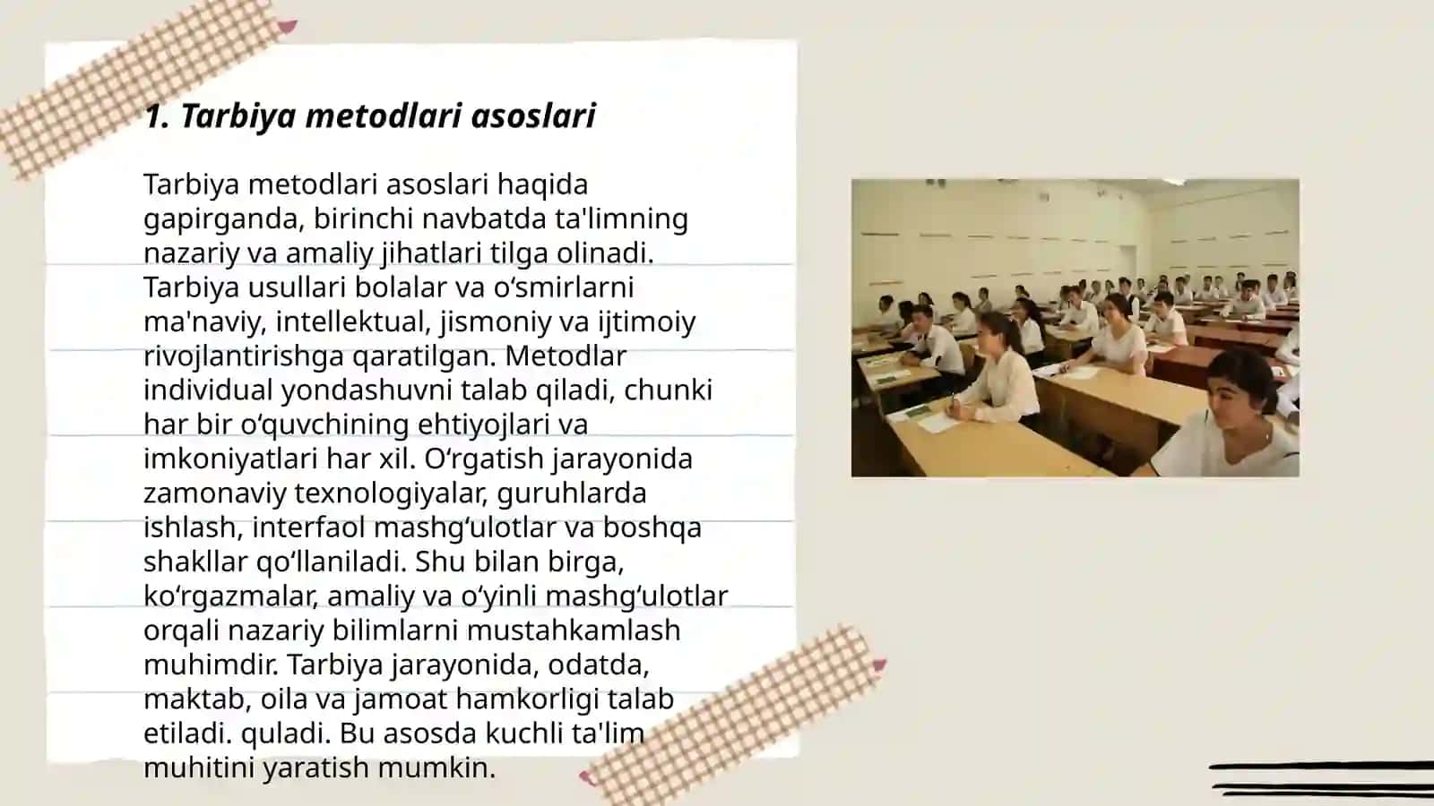 Tarbiyaning umumiy metodlar.Oʻqiuvchilarning ilmiy dunyoqarashini shakllantirish 3
