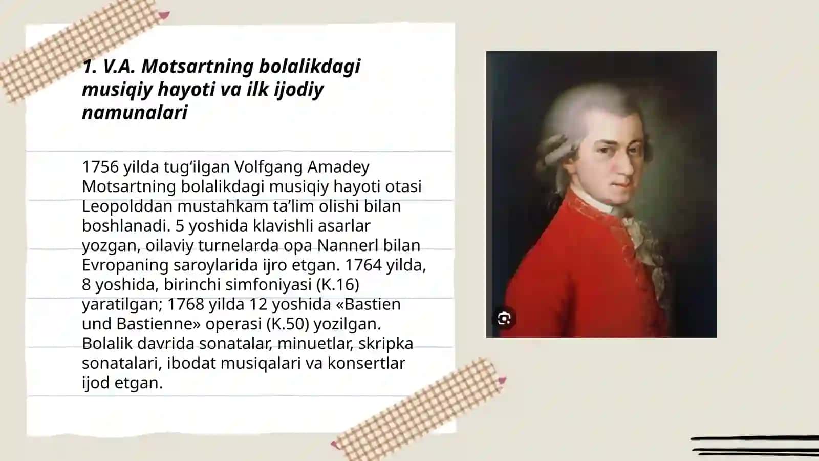 V.A. Motsart bolalar uchun musiqiy asarlari 3