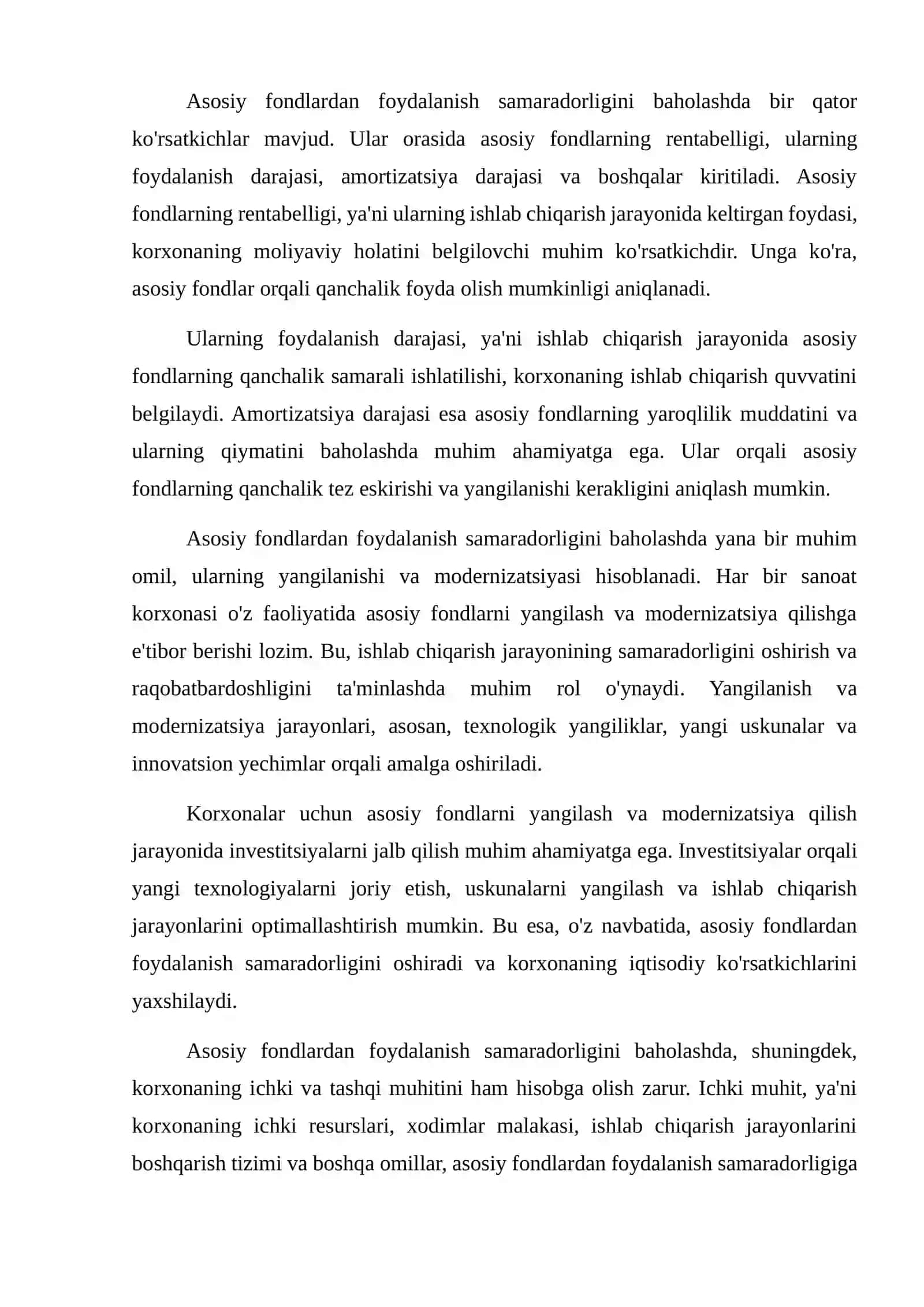 Sanoat korxonalarida asosiy fondlardan foydalanish samaradorligini baholash 3