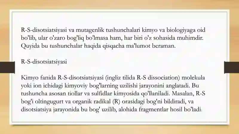 R-S-disotsatsiya va mutagenlik 3