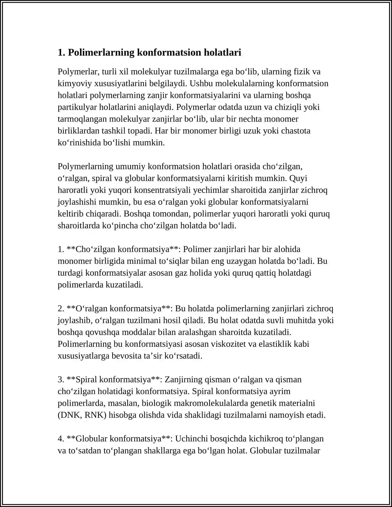POLIMERLARNING KONFIGURATSIYASI HAM KONFORMATSION HOLATLAR 3