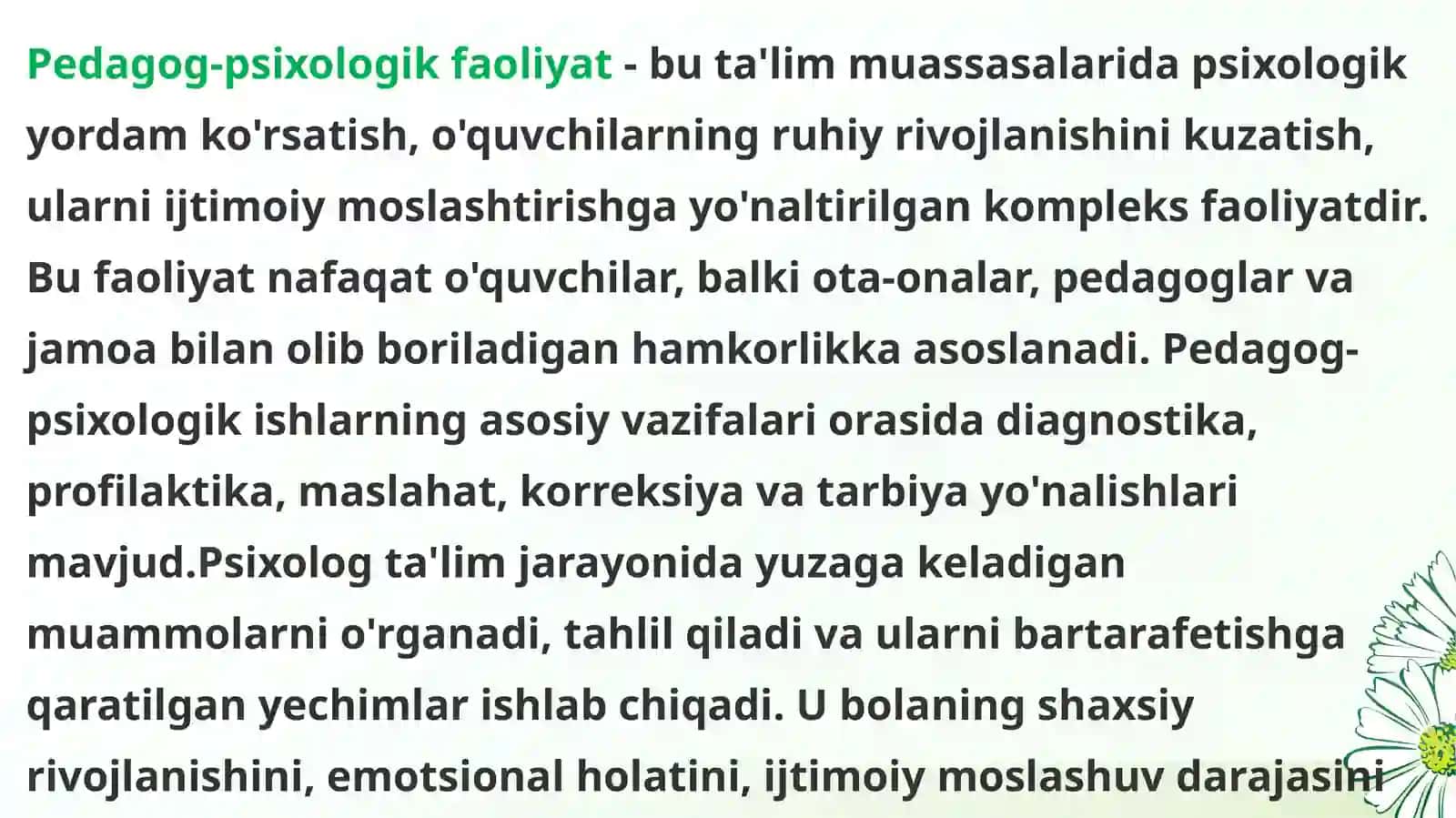 Pedagog-psixologning asosiy faoliyat turlarini tashkillashtirish 3