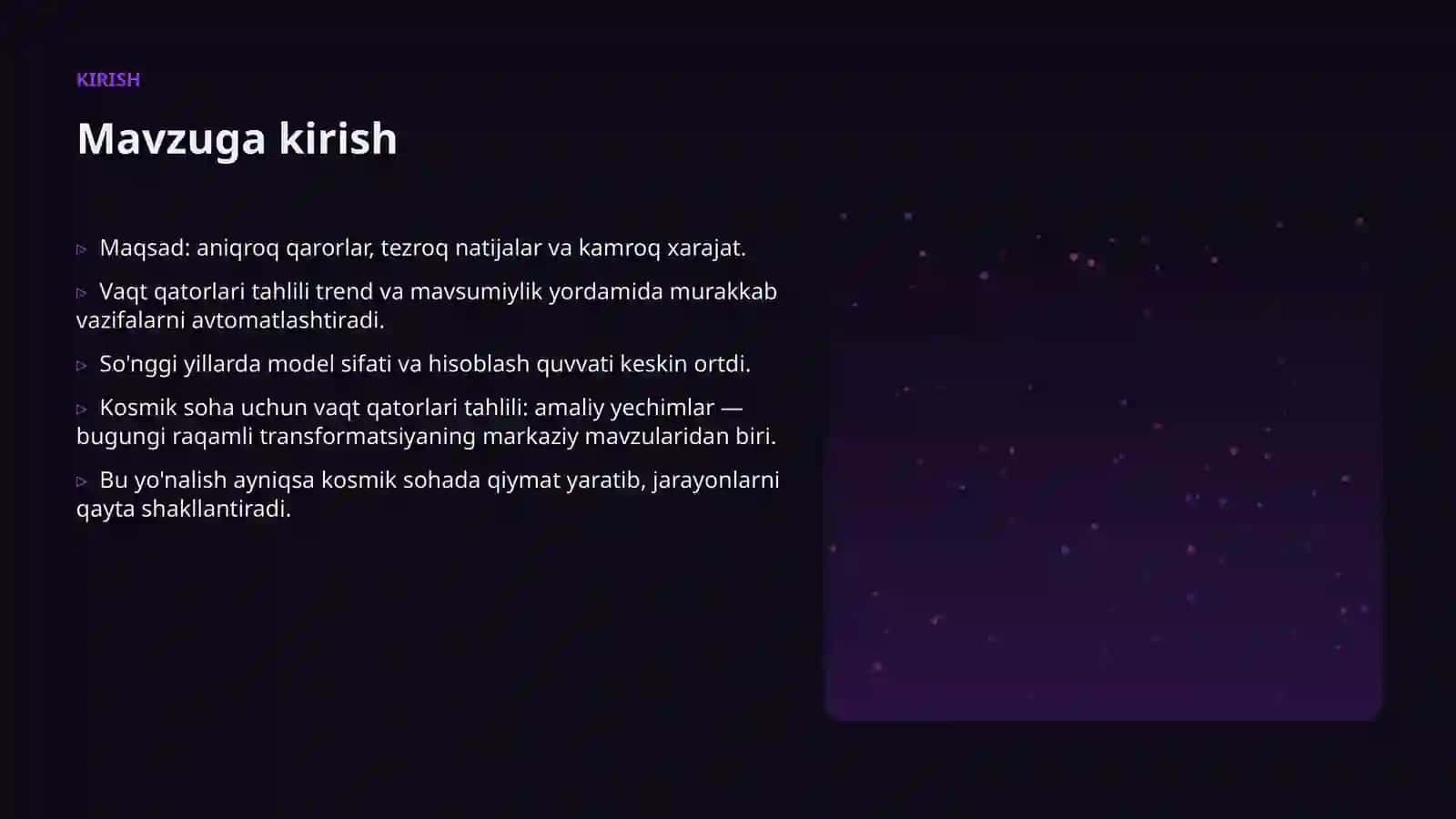 Kosmik soha uchun vaqt qatorlari tahlili 3