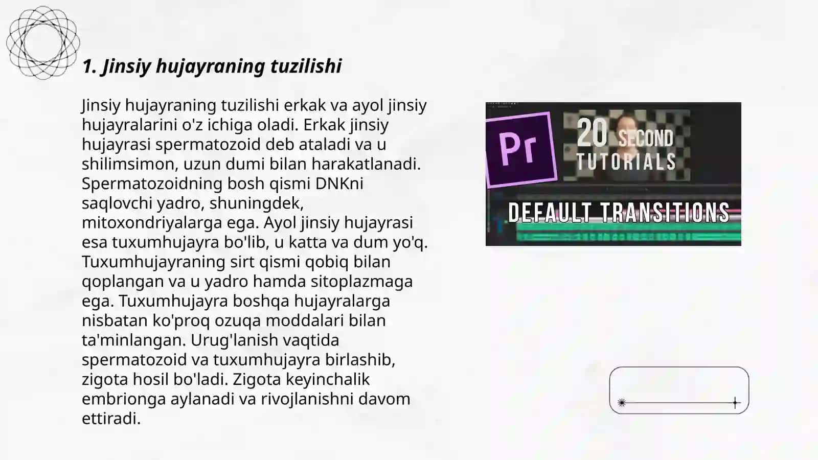 Jinsiy hujayrani tuzilishi va rivojlanishi 3