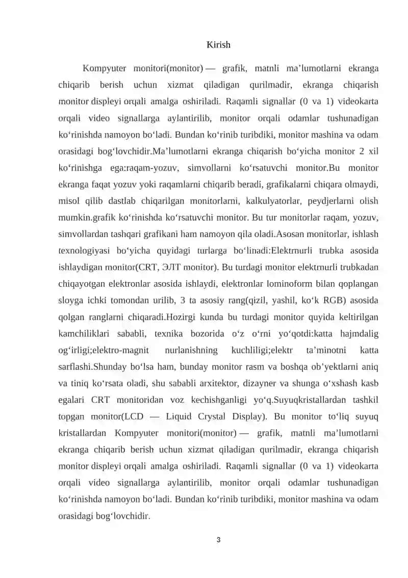 Monitor va sichqoncha qurilmalarining turlari va vazifalari 3