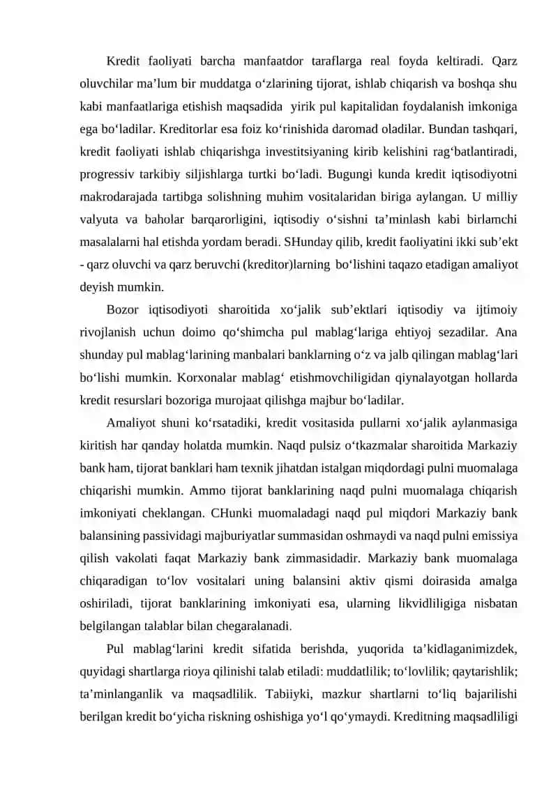 BANKLARDA KRIDET OPERATSIYALARNING BUXGALTERIYA XISOBI 3