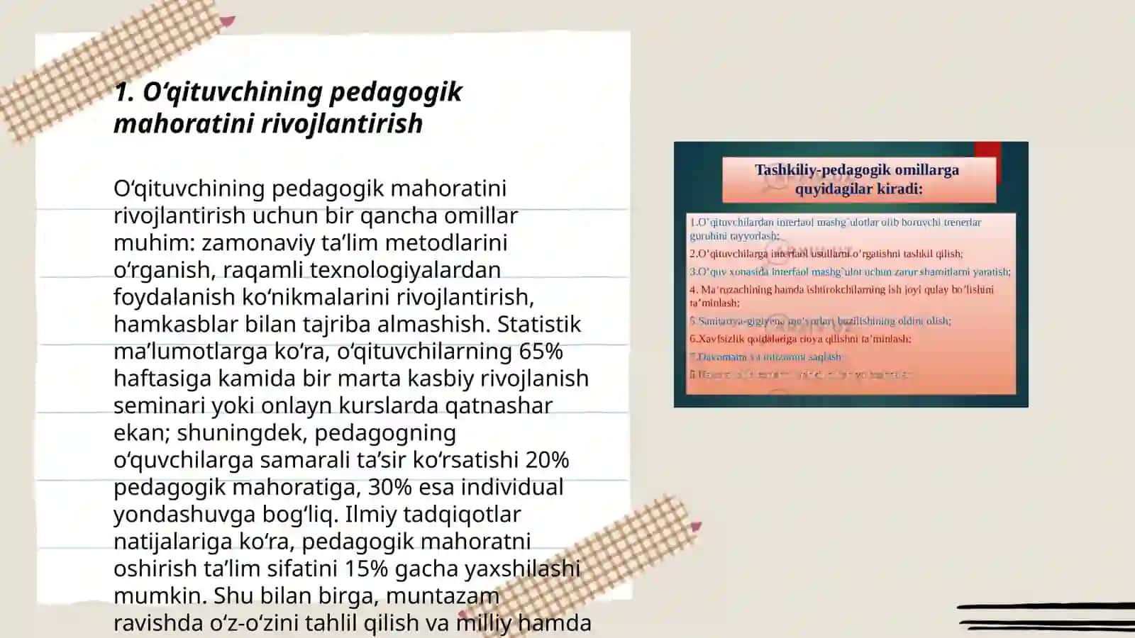 O‘qituvchi Pedagogik Madaniyatini Tarkib Toptirish, Professionallashtirish 3