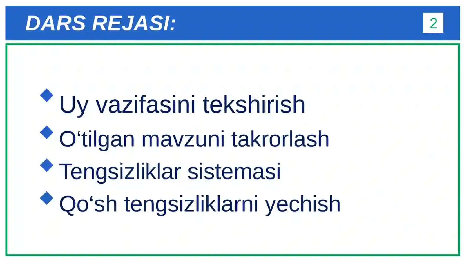 Tengsizliklar sistemasini yechish 3