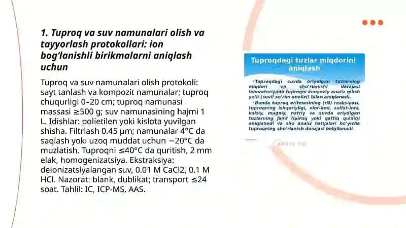 Troproq va suvning ifloslanishida ion bog'lanishli birikmalarni aniqlab ulardan tozalash usulini ishlab chiqish 3